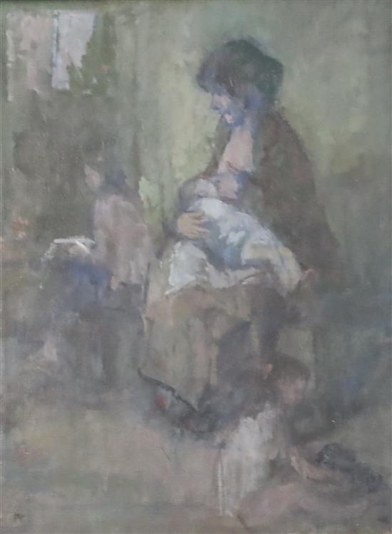 § Peter Greenham (1909-1992) Mother and child in the kitchen, 1983 16.5 x 13.5in.